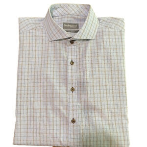 𝅺MEN'S Sandergaard Copenhagen Easy Care fitted dress shirt 43-17 3/4